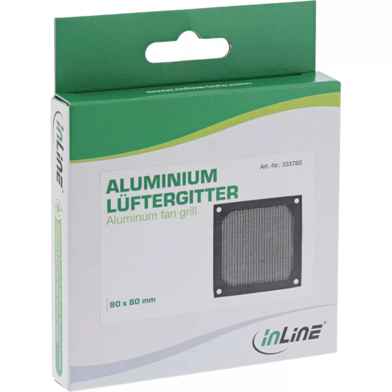 InLine Lüftergitter Aluminiumfilter, schwarz, 92x92 mm