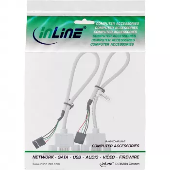 InLine Slotblende 2x USB 2.0 Typ A Buchse auf 2x 5-Pin interner Header 0,3m