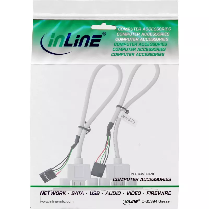 InLine Slotblende 2x USB 2.0 Typ A Buchse auf 2x 5-Pin interner Header 0,3m