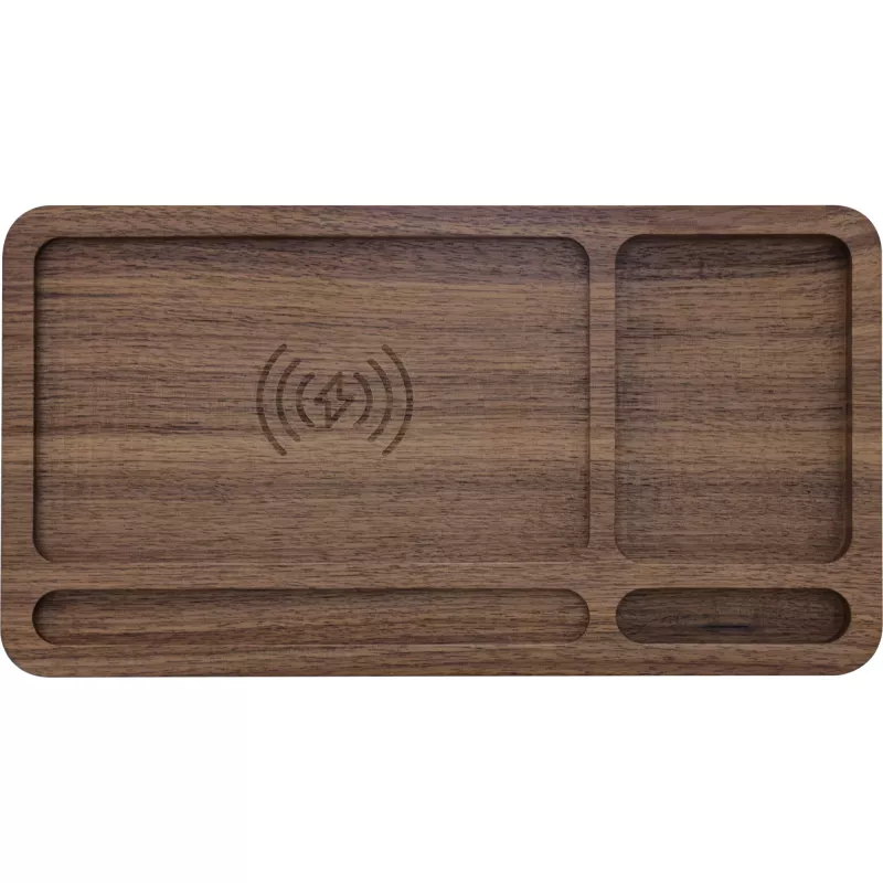 Organizer InLine WoodCharge mit Qi-Ladefläche und USB-Stromquelle