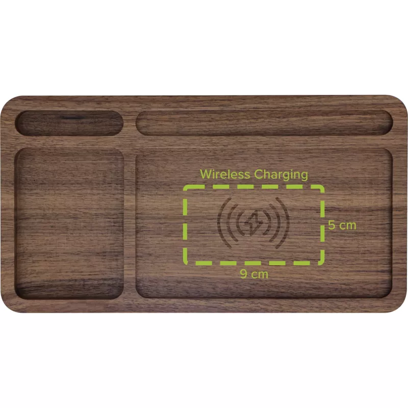Organizer InLine WoodCharge mit Qi-Ladefläche und USB-Stromquelle
