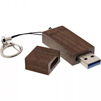 InLine USB 3.0 Flash-Laufwerk, woodline walnut, mit Schlüsselanhänger, 64 GB
