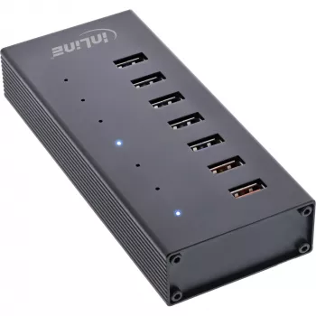 InLine USB 3.2 Gen.1 7 Port Hub Aluminiumgehäuse mit 2,5A Netzteil, schwarz