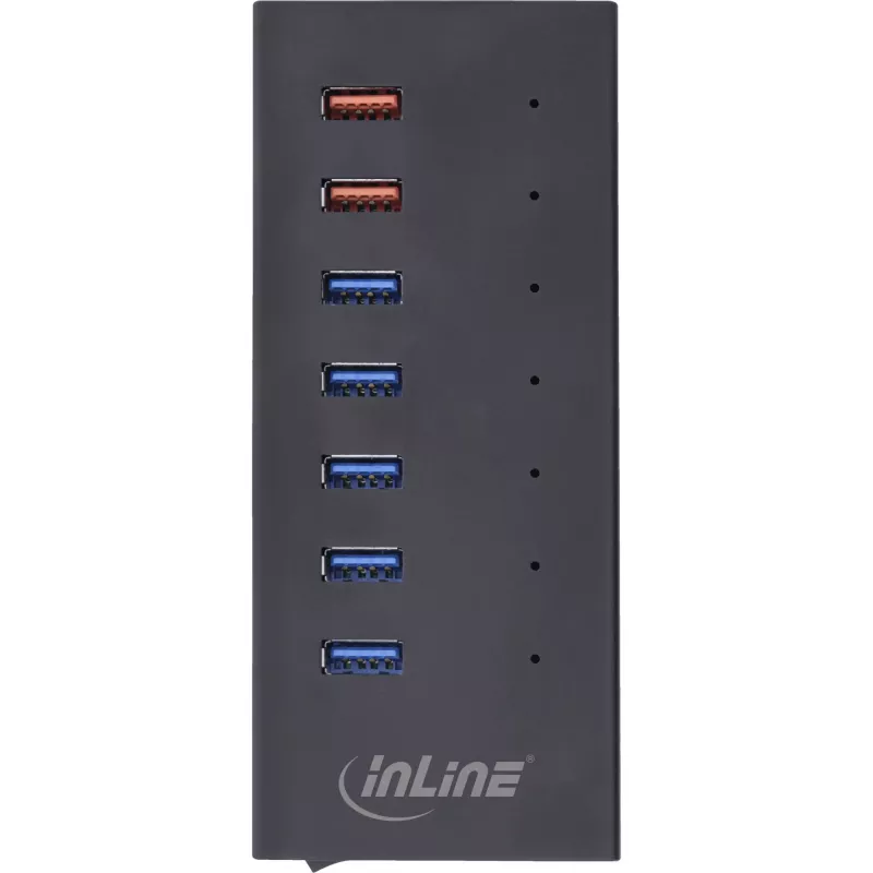 InLine USB 3.2 Gen.1 7 Port Hub Aluminiumgehäuse mit 2,5A Netzteil, schwarz