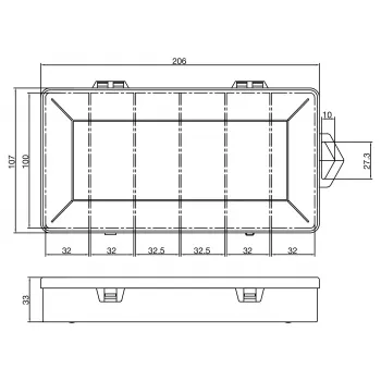 InLine Kleinbehälter-Box, 6 Fächer, 206x107x33mm, transparent