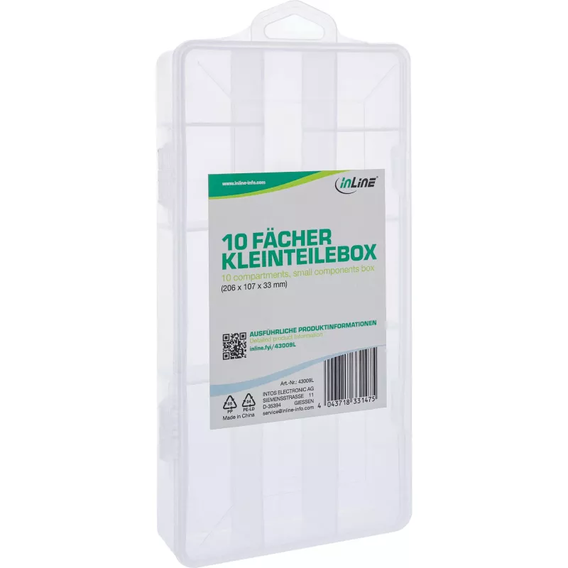InLine Kleinteilebox 10 Fächer 206x107x33mm, transparent