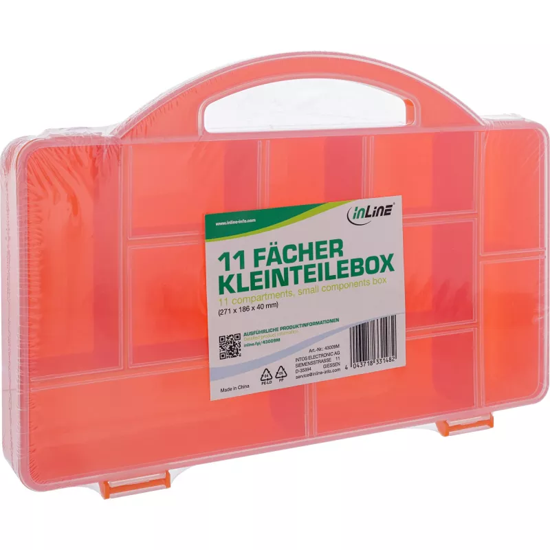 InLine Kleinteilekasten, 11 Fächer, 271x186x40mm, orange