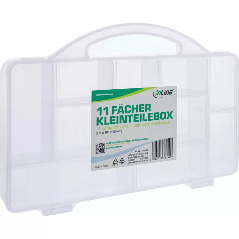 InLine Kleinteilebox ,11 Fächer, 271x186x40mm, transparent