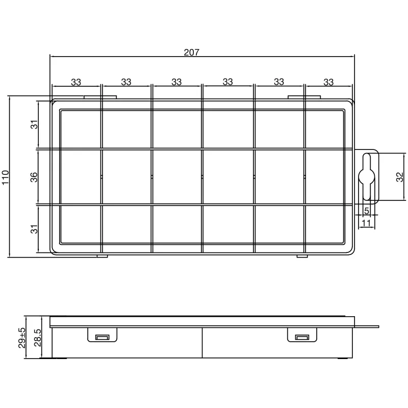 InLine Kleinteilebox, 18 Fächer, 207x110x27mm, transparent