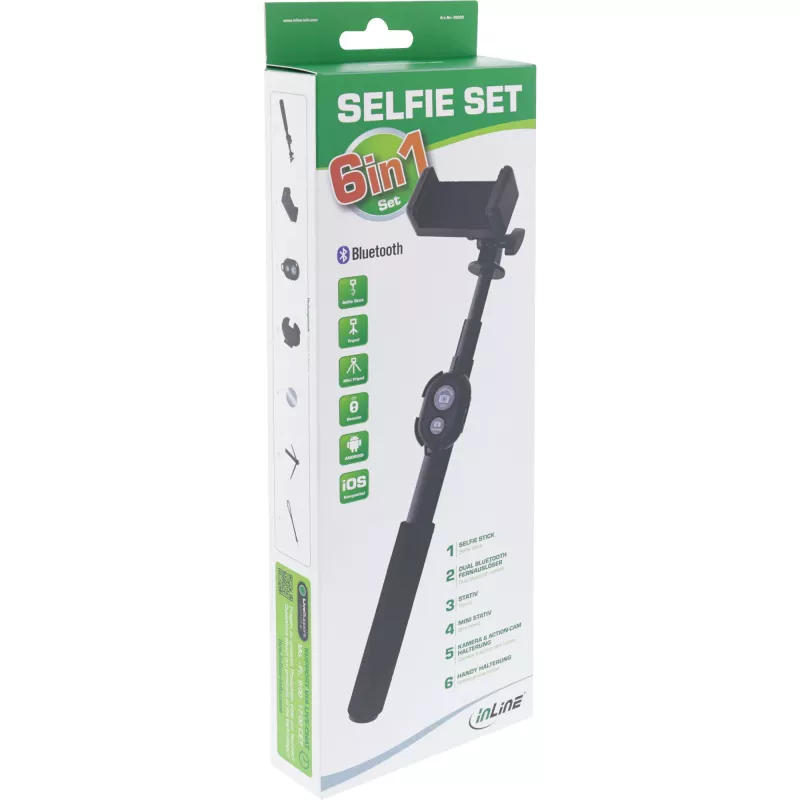 InLine Selfie Stick 4 Beine mit Mini-Stativ Aluminium schwarz max. 0,75 m