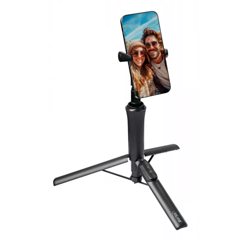 Selfie-Stick-Stativ InLine 48091 mit Bluetooth-Fernbedienung – ausziehbarer Smartphone-Halter