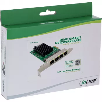 InLine 51127B Quad-Gigabit-Ethernet-Netzwerkkarte 4x RJ45 1 Gb/s, PCIe x1, Realtek RTL8111F
