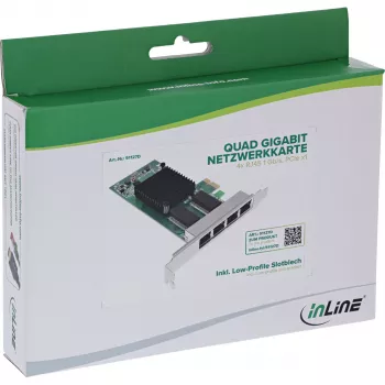 InLine 51127D Quad-Gigabit-Ethernet-Netzwerkkarte 4x RJ45 1 Gb/s, PCIe x1, Intel I350AM4