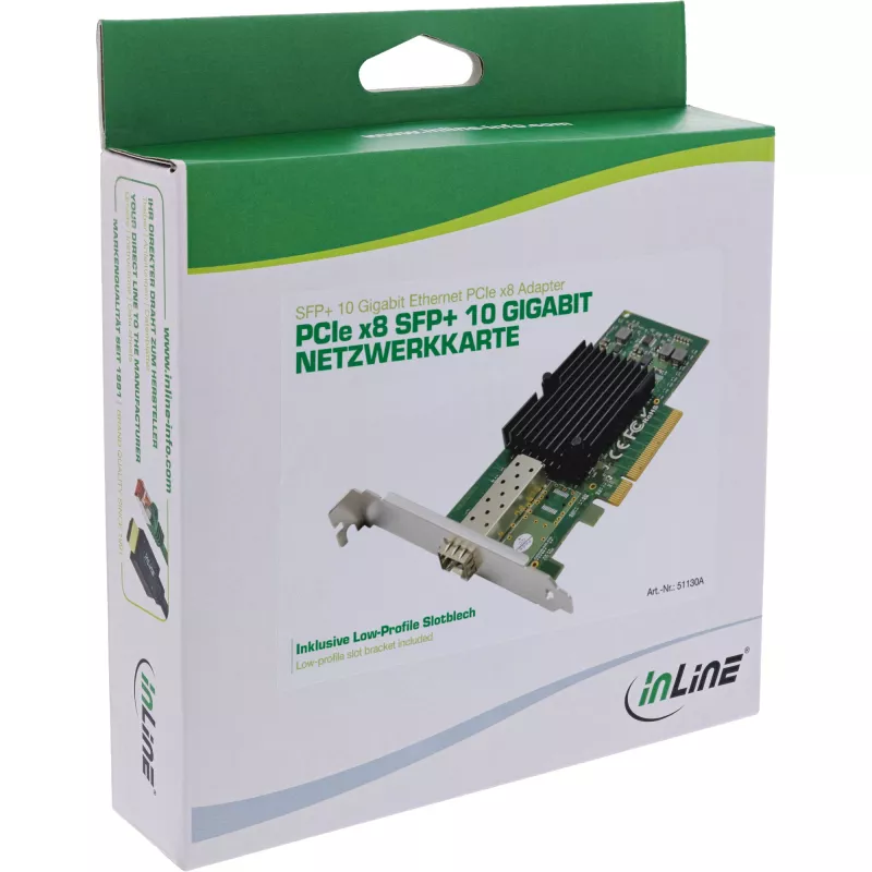 InLine 10 Gigabit Netzwerkkarte, 1x SFP+, PCIe x8, inkl. Low-Profile-Blende