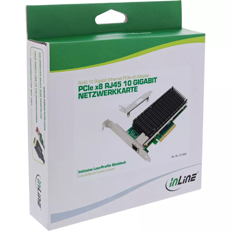 InLine 10-Gigabit-Netzwerkkarte, 1x RJ45 10Gb/s, PCIe x8, inkl. LP-Blende