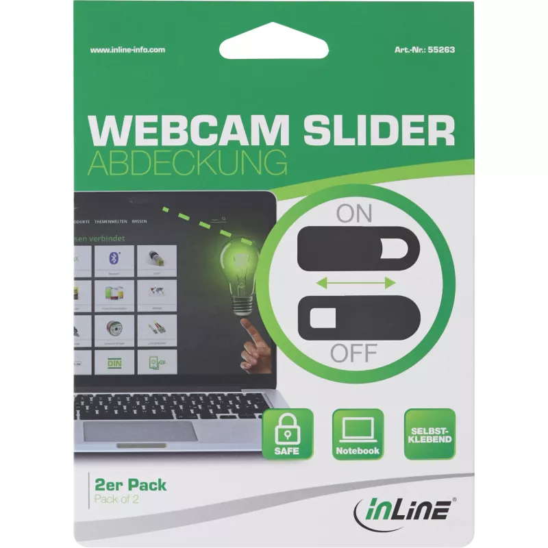 InLine Webcam-Schiebeabdeckung, schwarz, 2 Stück