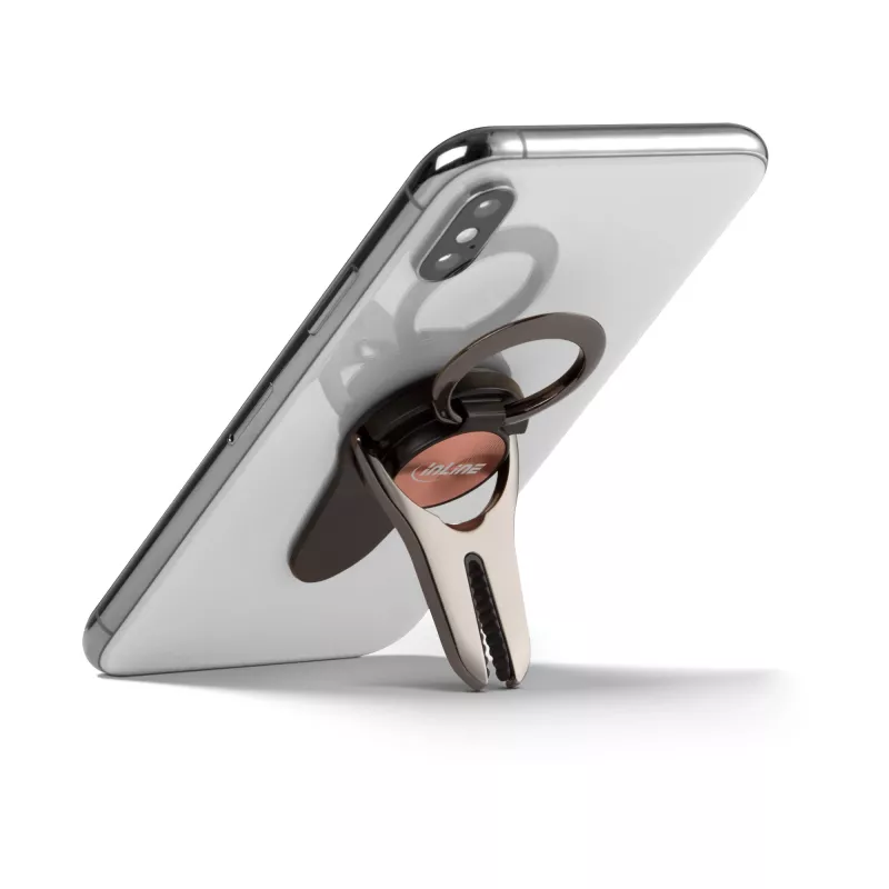 InLine Smartphone 3-in-1 Autohalterung, Ständer, Fingerhalter, roségold