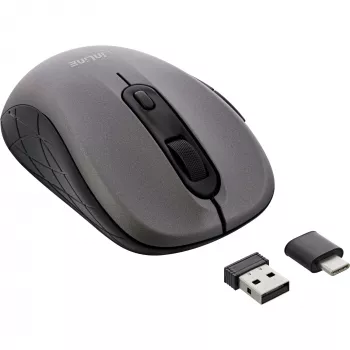 InLine Maus 3-in-1, Bluetooth + 2x 2,4 GHz, 5 Tasten, optisch, grau/schwarz
