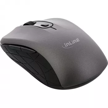 InLine Maus 3-in-1, Bluetooth + 2x 2,4 GHz, 5 Tasten, optisch, grau/schwarz