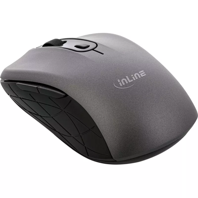 InLine Maus 3-in-1, Bluetooth + 2x 2,4 GHz, 5 Tasten, optisch, grau/schwarz