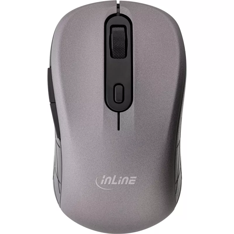 InLine Maus 3-in-1, Bluetooth + 2x 2,4 GHz, 5 Tasten, optisch, grau/schwarz