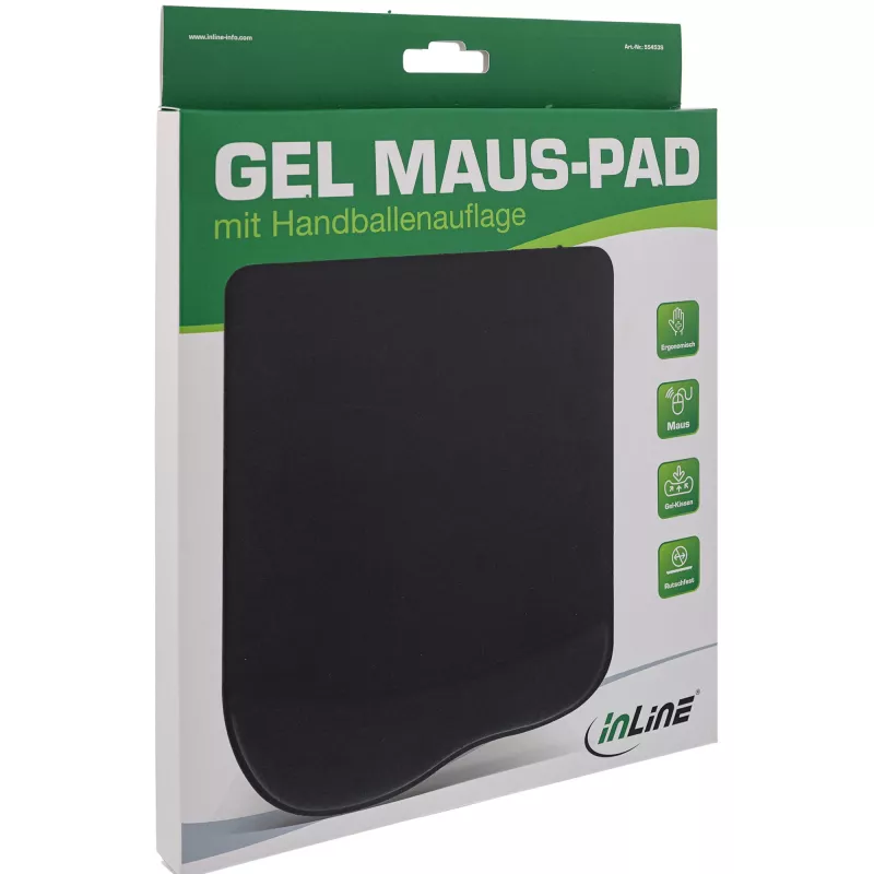 InLine Mauspad, Gel-Handgelenkauflage, 235x185x25mm, schwarz