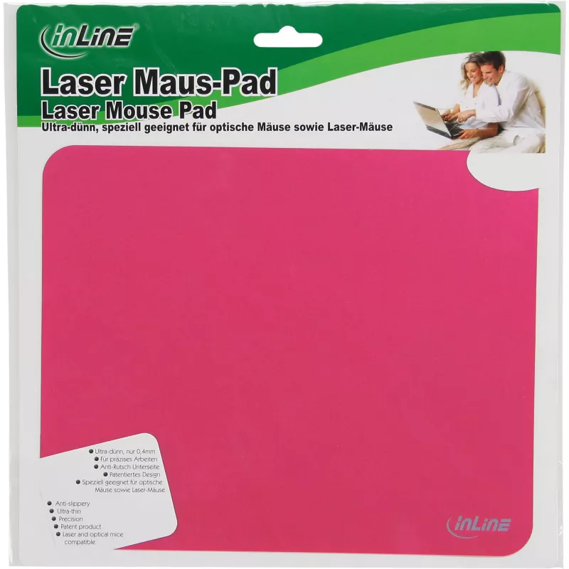 Mauspad InLine 55456R Laser ultradünn rot 220x180x0,4mm