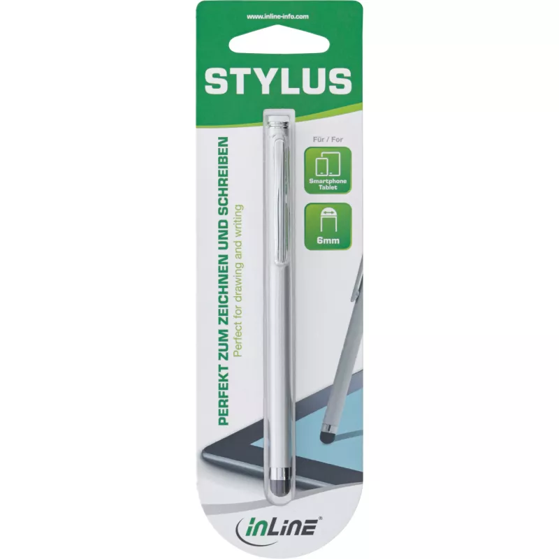 InLine Stylus, Stift für Touchscreens von Smartphone & Tablet, silber