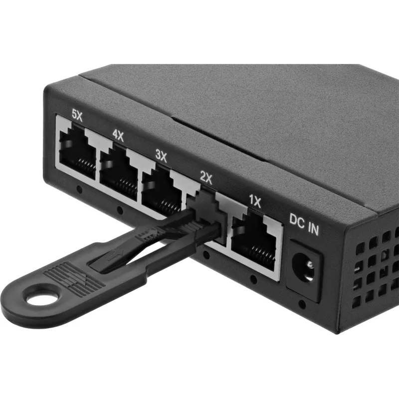 InLine RJ45-Portblocker, Starterset mit 10 Blockern und Schlüssel, schwarz