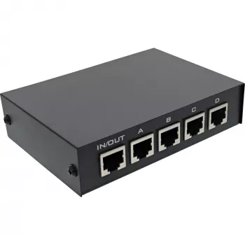 InLine RJ45-Umschalter manuell 1 auf 4, 5x RJ45-Buchse Fast Ethernet