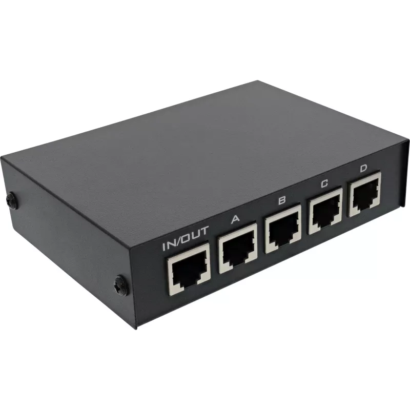 InLine RJ45-Umschalter manuell 1 auf 4, 5x RJ45-Buchse Fast Ethernet