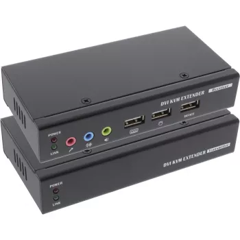 InLine DVI USB KVM Extender over TP Kabel with Audio up to 50m