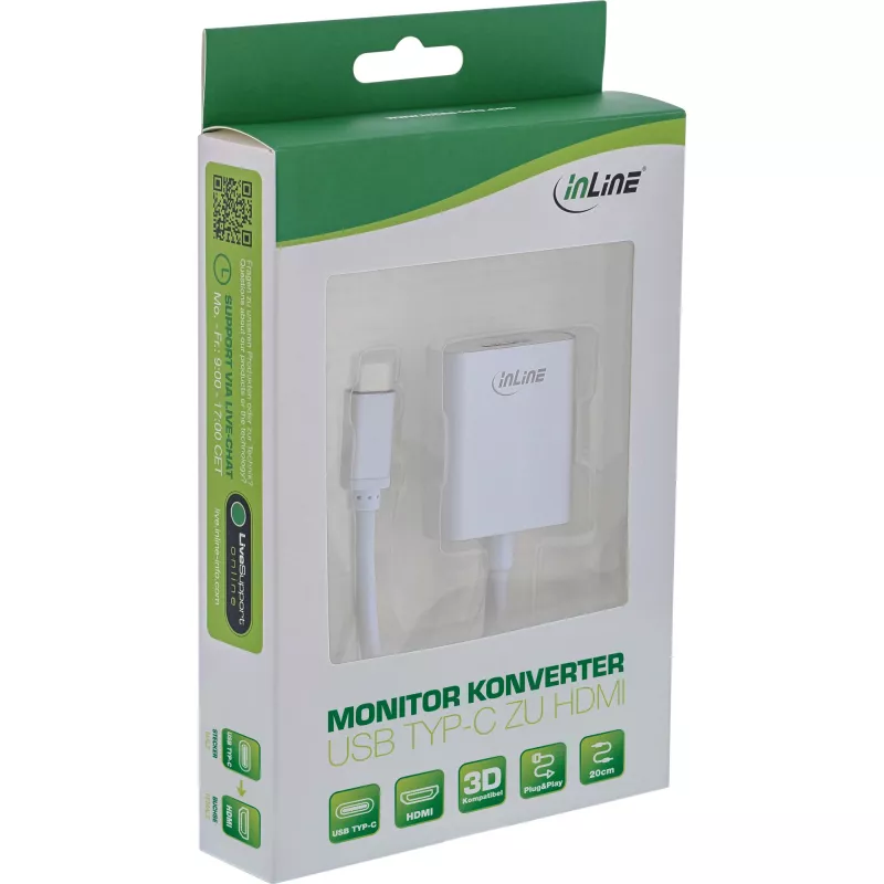 InLine USB Display Konverter, USB-C Stecker auf HDMI Buchse (DP Alt Mode) 4K/60Hz