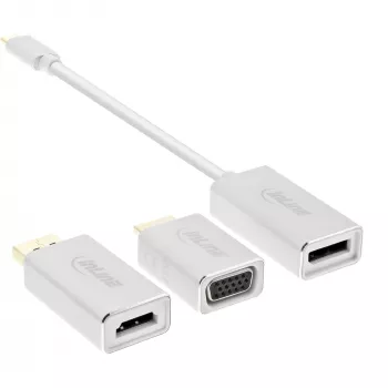 InLine USB Display Konverter Set 6-in-1, 4K/60Hz silber