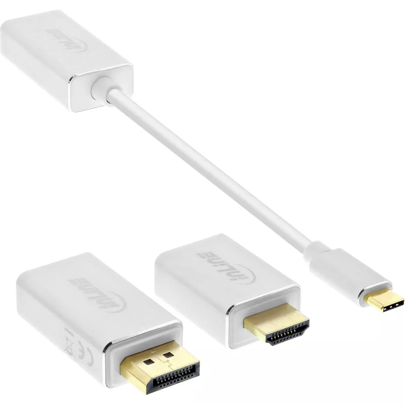 InLine USB Display Konverter Set 6-in-1, 4K/60Hz silber