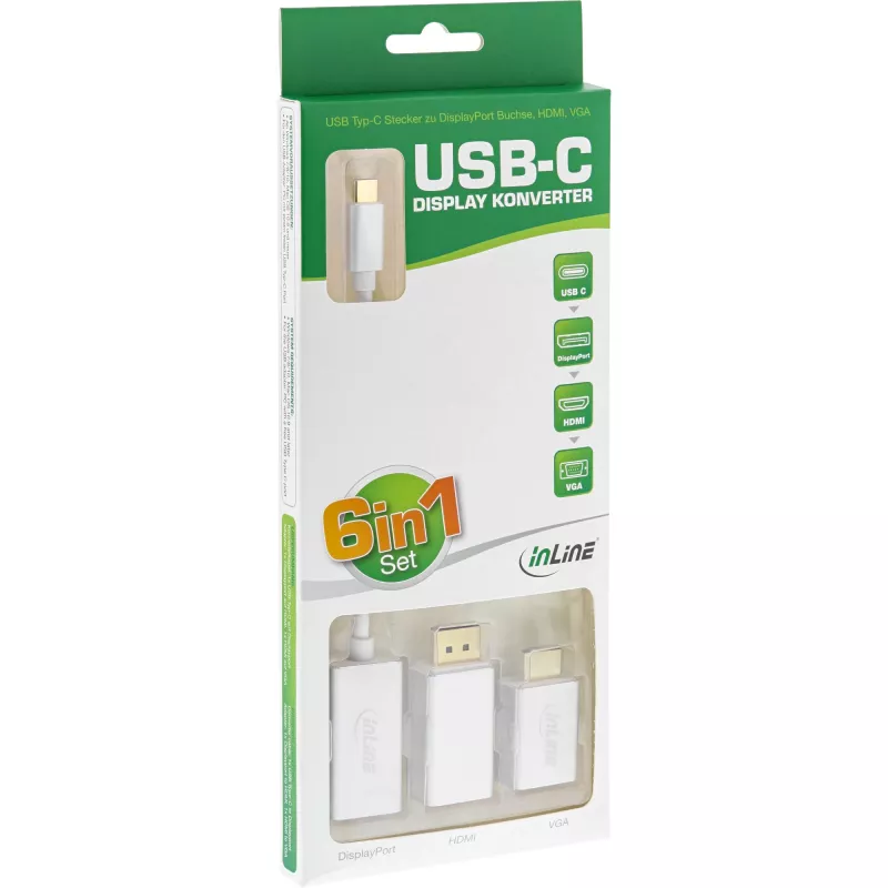InLine USB Display Konverter Set 6-in-1, 4K/60Hz silber