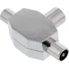 InLine Antennen-T-Verteiler für TV 1x Koax-Buchse auf 2x Koax-Stecker 69914