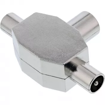 InLine Antennen-T-Verteiler für TV 1x Koax-Buchse auf 2x Koax-Stecker 69914