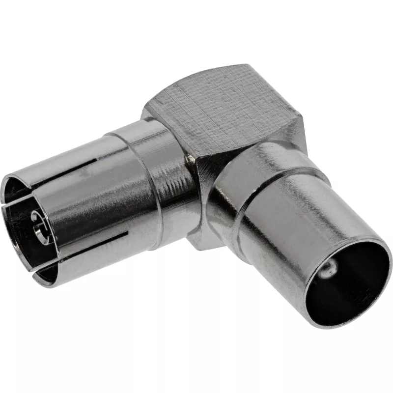 InLine Antennen-Koaxial-Adapter IEC Stecker auf Buchse abgewinkelt Metall 69915M