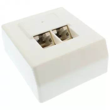 InLine Cat.5e Netzwerkdose 2x RJ45 Aufputz weiß RAL9010