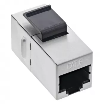 InLine RJ45-Modul Buchse-auf-Buchse SNAP-In Cat.6 STP, schwarz/silber