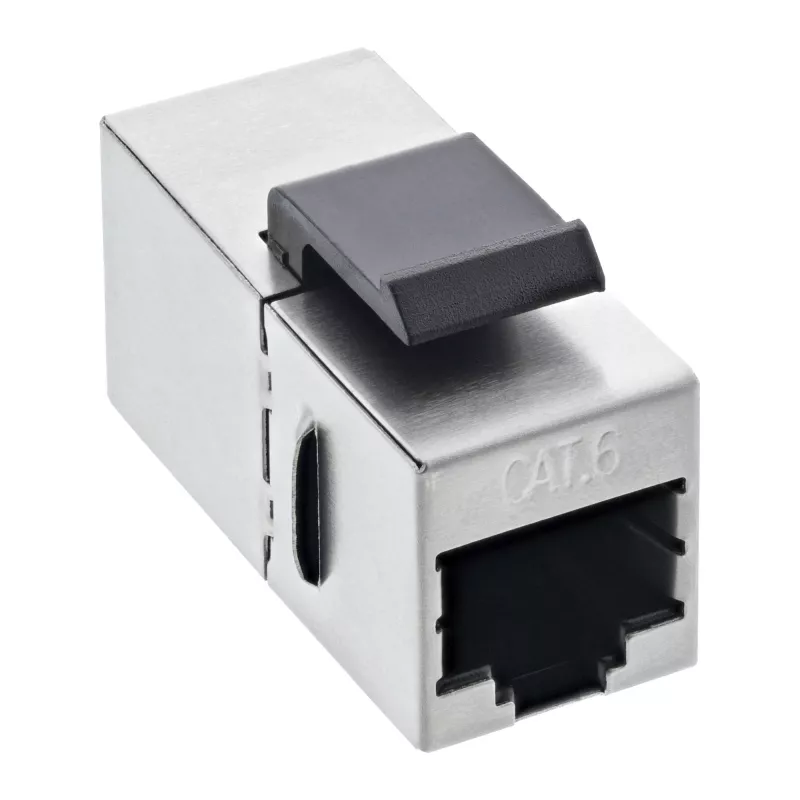 InLine RJ45-Modul Buchse-auf-Buchse SNAP-In Cat.6 STP, schwarz/silber