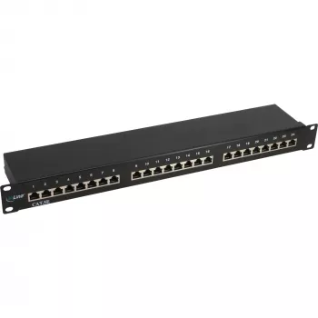 InLine Patch Panel 19 Zoll Cat.5e 24 Port 1U schwarz RAL9005