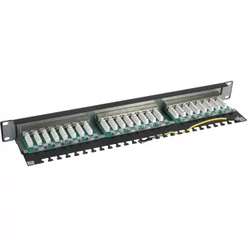 InLine Patch Panel 19 Zoll Cat.5e 24 Port 1U schwarz RAL9005