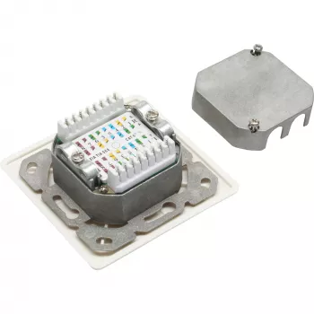 InLine Cat.6 Anschlussdose 2x RJ45 Buchse RAL9010 weiß horizontal