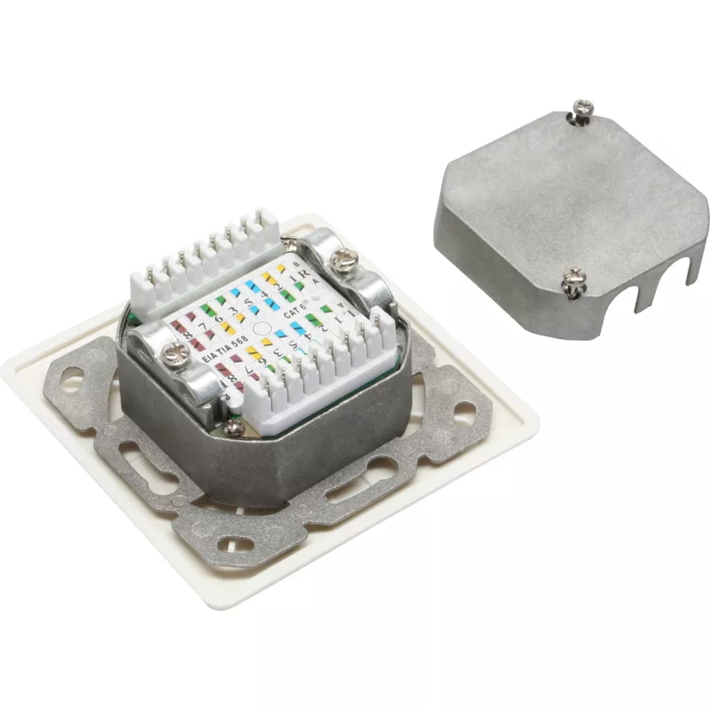 InLine Cat.6 Anschlussdose 2x RJ45 Buchse RAL9010 weiß horizontal