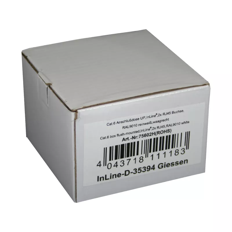 InLine Cat.6 Anschlussdose 2x RJ45 Buchse RAL9010 weiß horizontal