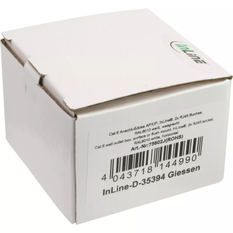 InLine 75602K Wandanschlussdose, Aufputz- oder Unterputzmontage, 2x RJ45 vertikal