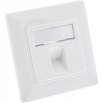 InLine Rahmen-Set für 1x RJ45 Bu/LSA-Einsatz, Keystone SNAP-In, weiß RAL9010