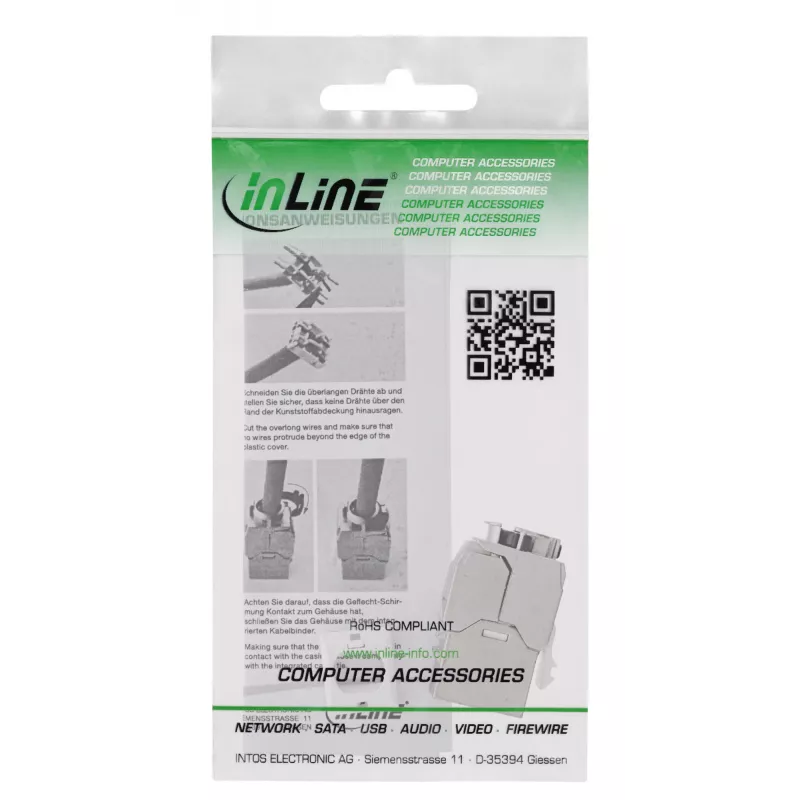 InLine Keystone RJ45-Buchse schlank, SNAP-In, Cat.8.1, integrierter Kabelbinder